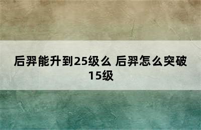 后羿能升到25级么 后羿怎么突破15级